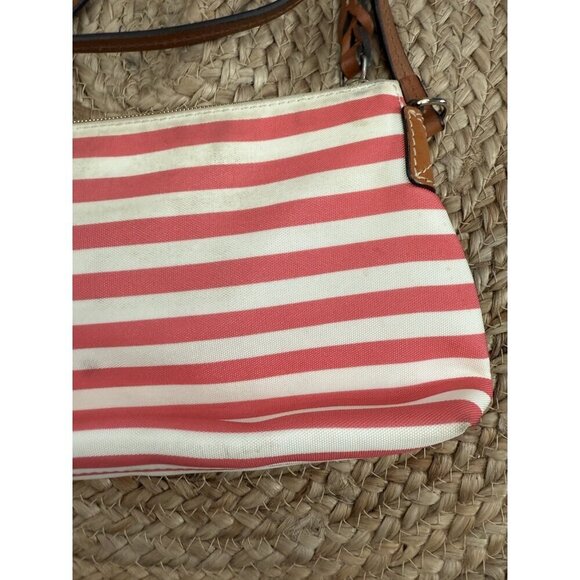 Dooney & Bourke Sullivan Coated Cotton Pink Striped Small Crossbody Pouchette - Picture 10 of 11